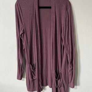 Pink Rose Women's Mauve Open-Front Cardigan